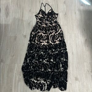 NBD Black and Tan Spaghetti Strap Maxi Gown